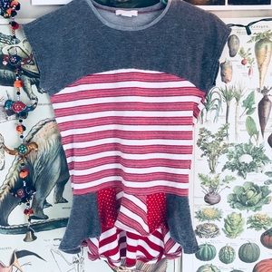 Anthropologie Vintage Striped Top Slight Peplum M